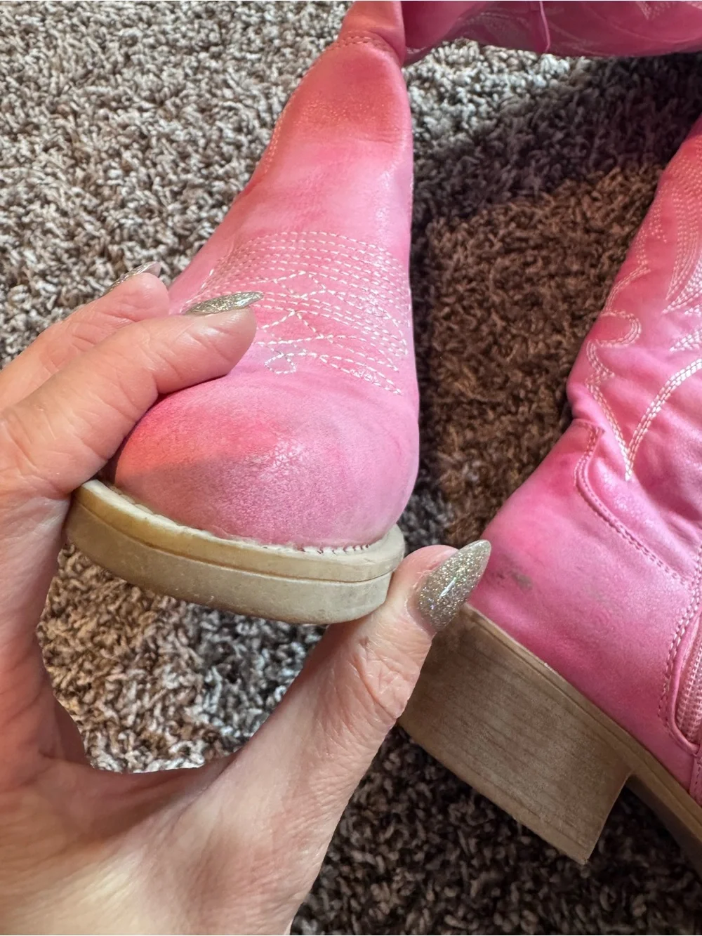 Pink Faux Leather Wester Cowboy Boots Barbie Cowboy Barbiecore 9 - Picture 5 of 11